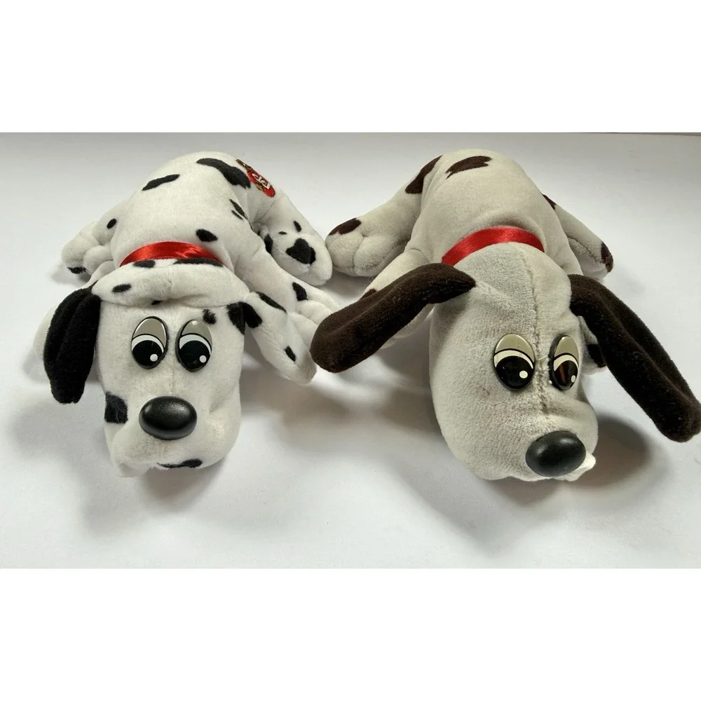 Vintage 1985 Tonka Pound Puppies Plush Dog Gray Black White Stuffed Animals 7in